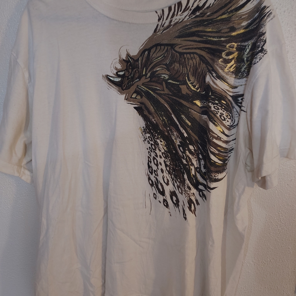 Ecko Unlimited Cream and Brown Graphic Tee